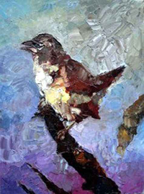 Basha Aziz  'The Bird', created in 2005, Original Painting Oil.