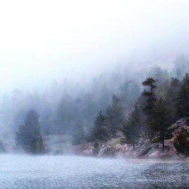 Dennis Gorzelsky: 'misty morning', 2016 Digital Photograph, Landscape. Artist Description: A small mountain lake has a magical feel as the mist rolls away and the trees and boulders emerge. ...