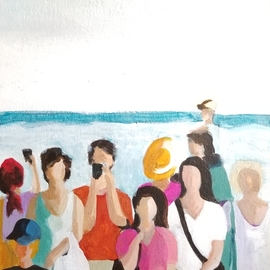 Denise Dalzell: 'From Who Knows When', 2021 Acrylic Painting, People. Artist Description: An image of a memory of a family vacation photo, a little fuzzy on the date. ...