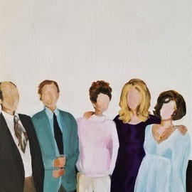 Denise Dalzell: 'aperitif', 2021 Acrylic Painting, People. Artist Description: A scene from a family holiday party in the 1960s. ...