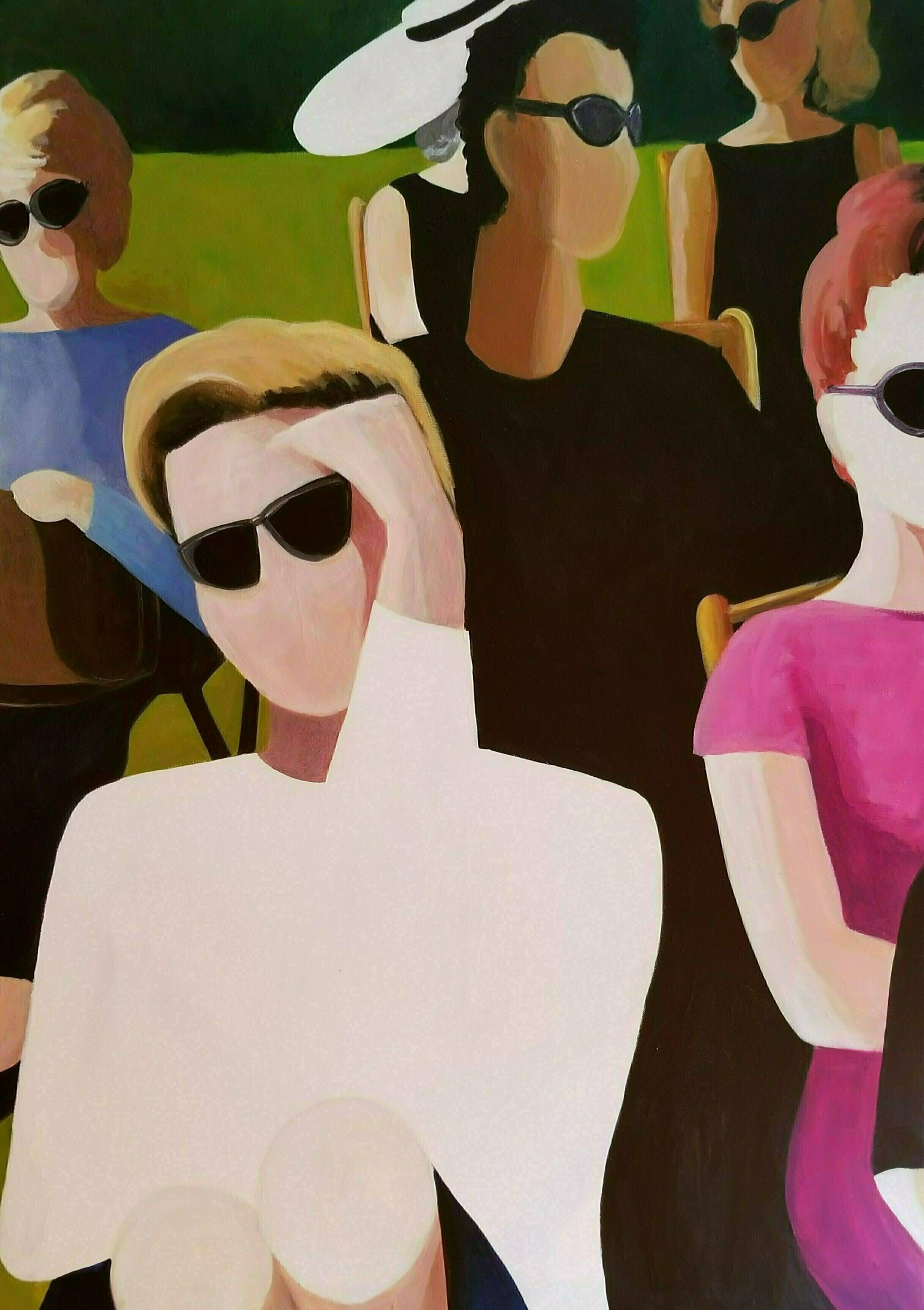 Denise Dalzell: 'audience', 2021 Acrylic Painting, People. An audience waits for their summer concert to begin. ...