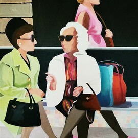 Denise Dalzell - bus stop, Original Painting Acrylic