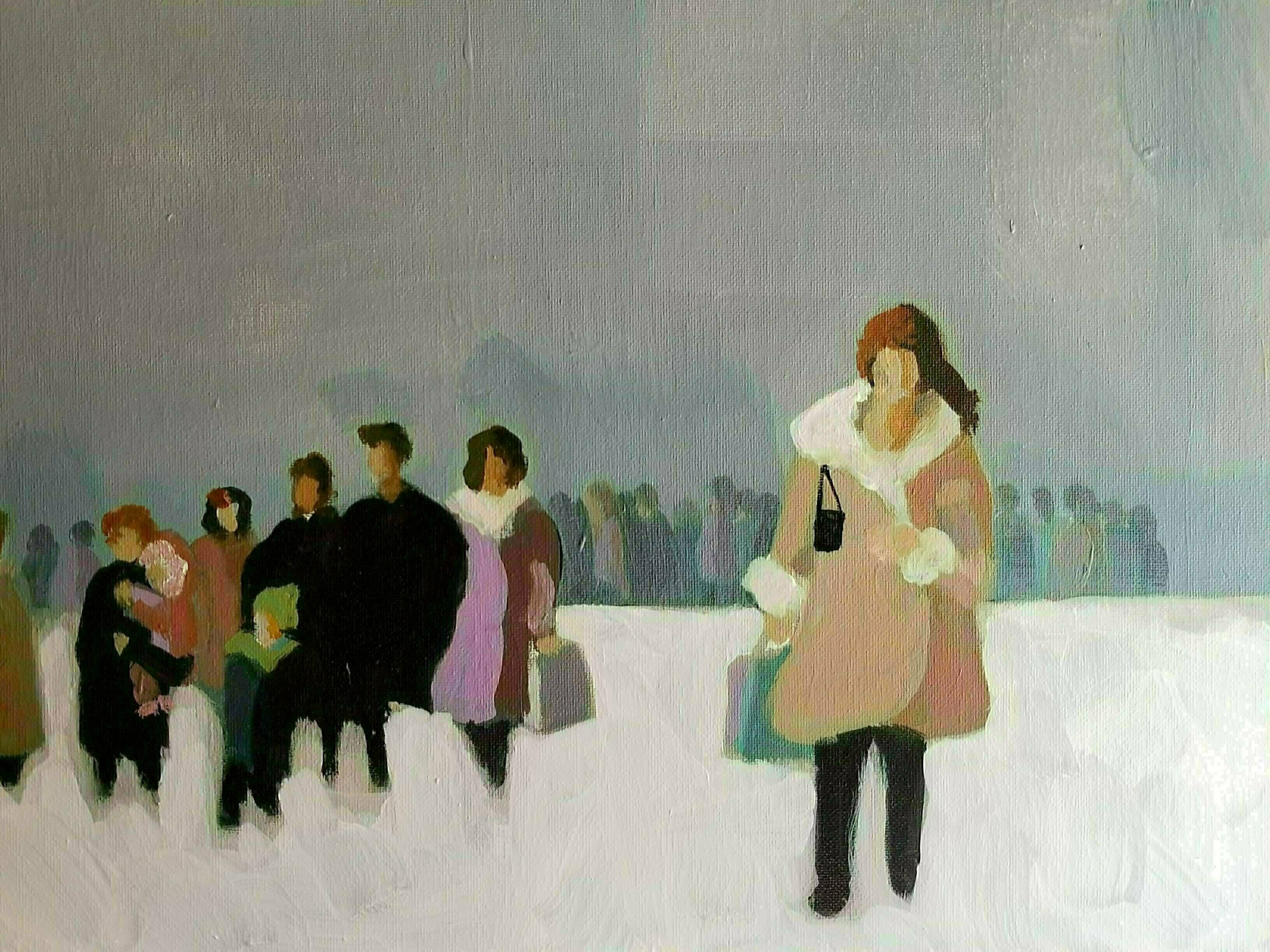 Denise Dalzell: 'decembre', 2022 Acrylic Painting, Abstract. An abstract of a group moving through a frozen December afternoon. ...