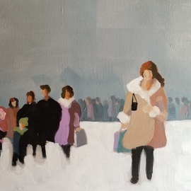 Denise Dalzell: 'decembre', 2022 Acrylic Painting, Abstract. Artist Description: An abstract of a group moving through a frozen December afternoon. ...
