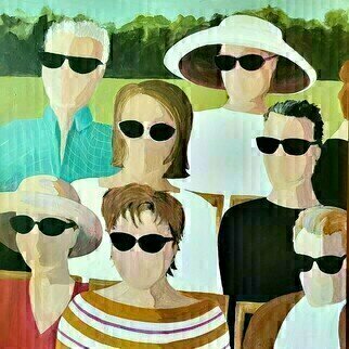 Denise Dalzell: 'eight', 2023 Acrylic Painting, People. A group of attendees at a summer music festival. ...