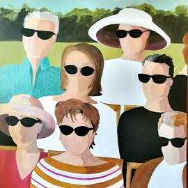 Denise Dalzell: 'eight', 2023 Acrylic Painting, People. Artist Description: A group of attendees at a summer music festival. ...