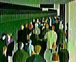 Denise Dalzell: 'embankment', 2021 Acrylic Painting, People. an illustration of imagining being back in London again. ...