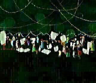 Denise Dalzell: 'evening', 2018 Acrylic Painting, People. painting, evening, illustration, expressionism, pop art, modern, realism, people, protest.A scene of an evening protest...
