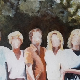 Denise Dalzell: 'ghosts', 2022 Acrylic Painting, People. Artist Description: An illustrative portrait of five siblings from a past generation. ...