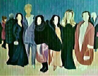 Denise Dalzell: 'les mannequins', 2023 Acrylic Painting, Abstract. An abstract landscape of party goers at an art fair opening party, Los Angeles, Winter 2023. ...