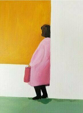 Denise Dalzell: 'louise', 2022 Acrylic Painting, People. An illustrated portrait of a lady waiting. ...