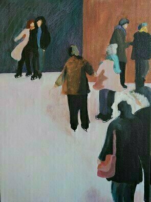 Denise Dalzell: 'pairs', 2023 Acrylic Painting, Abstract. An abstract portrait of skating couples. ...
