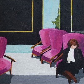 Denise Dalzell: 'pink chairs', 2019 Acrylic Painting, People. Artist Description: A scene of a opportunity for rest during a hectic afternoon...
