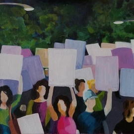 Denise Dalzell: 'rally', 2022 Acrylic Painting, People. Artist Description: A scene of protest during a political rally, May 2022...