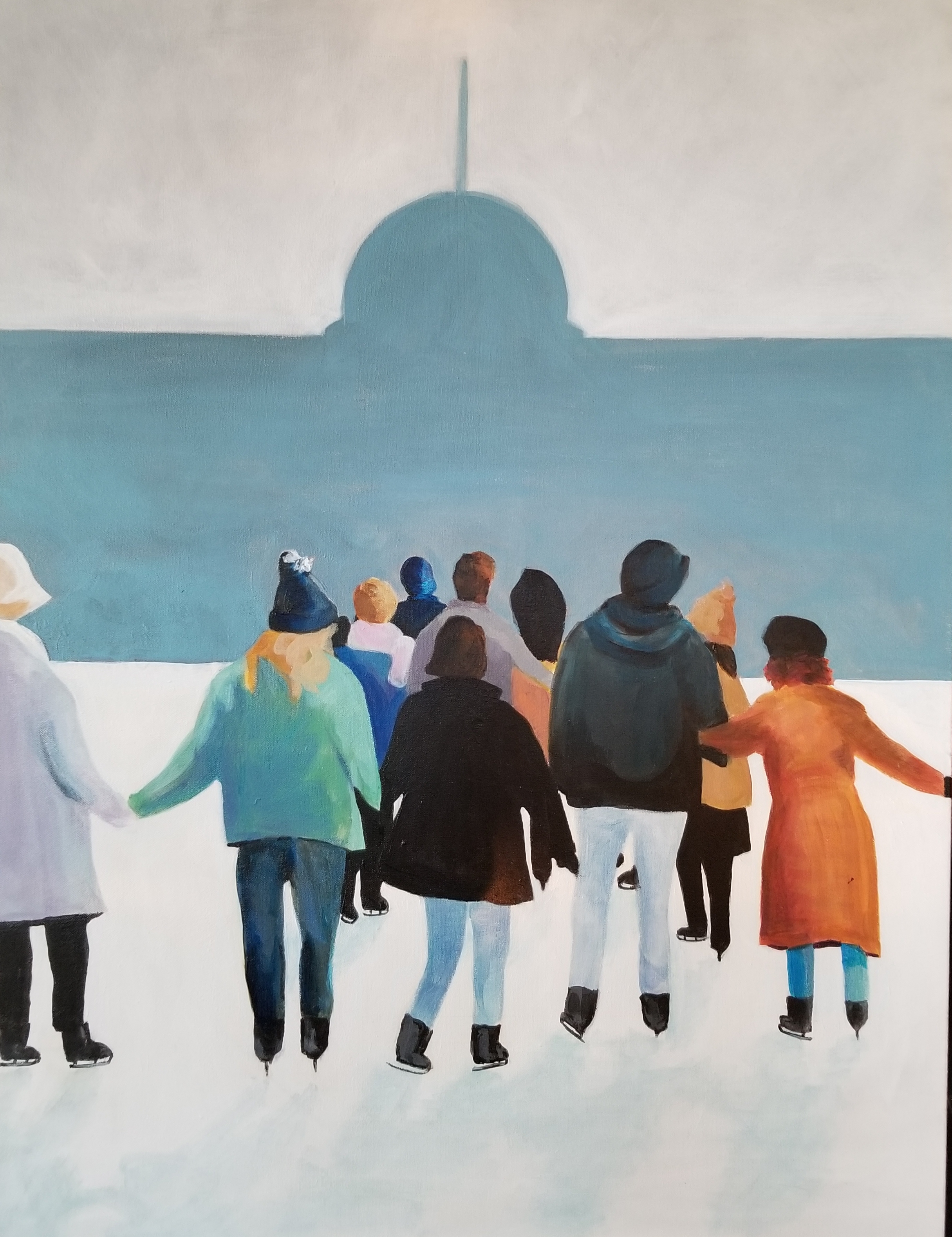 Denise Dalzell: 'somerset', 2021 Acrylic Painting, People. An illustrated scene of being out together again. ...