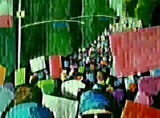 Denise Dalzell: 'unison', 2017 Acrylic Painting, Activism. painting, unison, illustration, expressionism, pop art, modern, realism.  A scene from the LA Women s March January 2017...