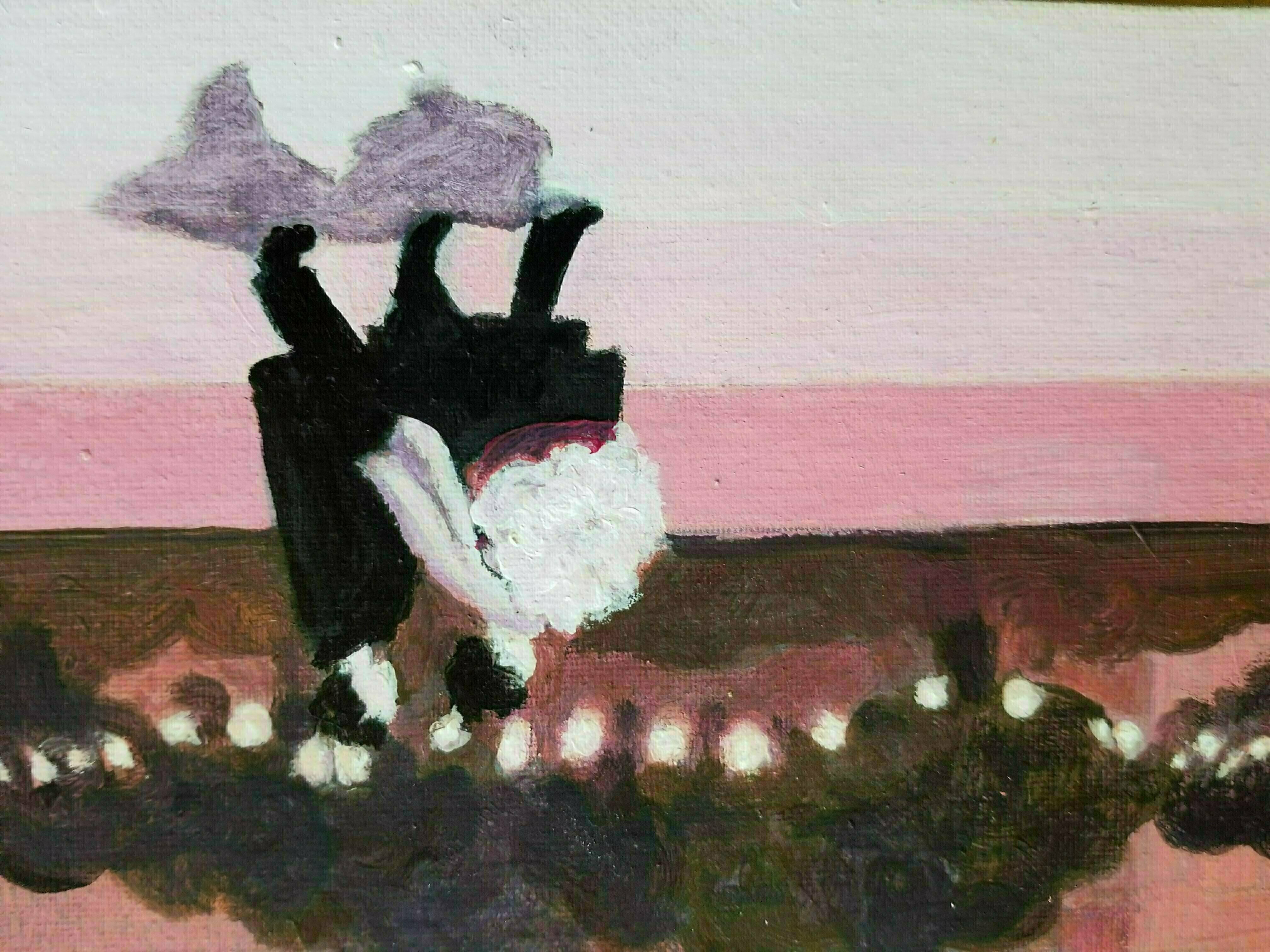 Denise Dalzell: 'valentine', 2023 Acrylic Painting, Abstract. A tiny portrait of a couplle out for Valentine s Day...