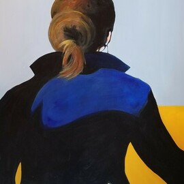 Denise Dalzell: 'wander', 2023 Acrylic Painting, People. Artist Description: An abstract portrait of a traveler, London, Autumn 2018. ...