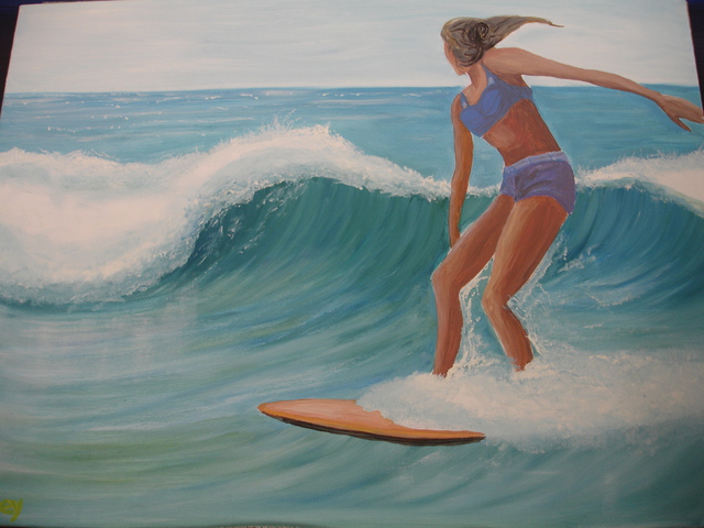 Artist Denise Seyhun. 'Surfer Girl' Artwork Image, Created in 2015, Original Other. #art #artist