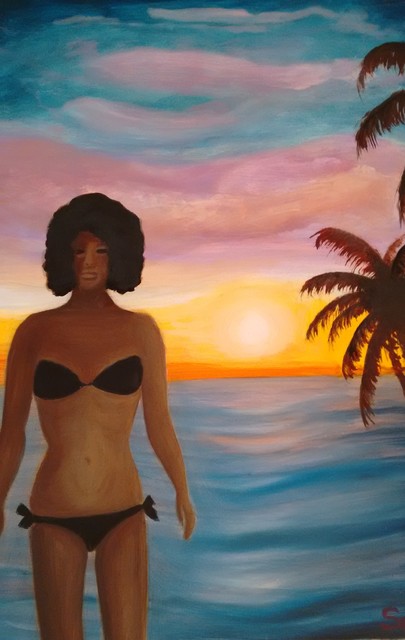 Artist Denise Seyhun. 'Beach Lover' Artwork Image, Created in 2016, Original Painting Acrylic. #art #artist
