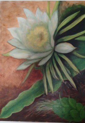 Denise Seyhun: 'dragon fruit', 2017 Oil Painting, Floral. Dragon fruit, Flower, Floral, Cactus, nature, garden...