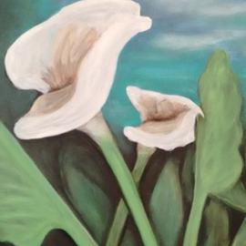 Denise Seyhun: 'white calla lillies', 2017 Oil Painting, Floral. Artist Description: Floral, flowers, lillies, calla lilies, white flowers...