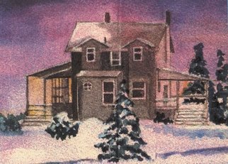 Deborah Paige Jackson: 'Night Time', 1996 Watercolor, Scenic.   Inspired by a snowy day in Maryland. ...