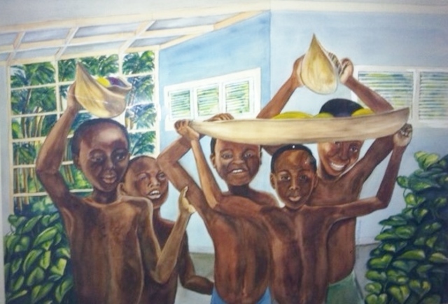 Deborah Paige Jackson  'Boys From Addis Abbaba', created in 1999, Original Drawing Pencil.
