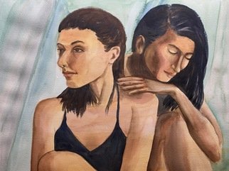 Deborah Paige Jackson: 'double beauty', 2020 Watercolor, Portrait. Watercolor on paper with two models. ...