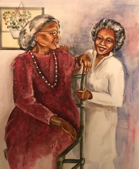 Deborah Paige Jackson: 'old friends', 2012 Watercolor, Representational. The inspiration behind this artwork was seeing my grandmother having a laugh with her friend. ...
