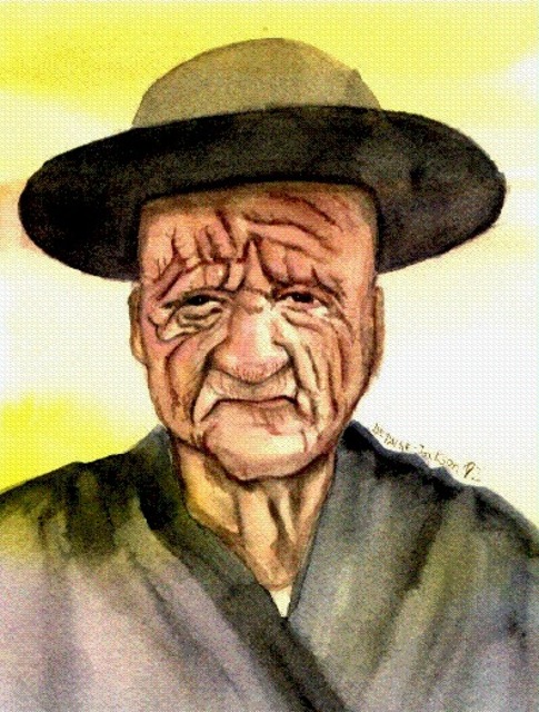Artist Deborah Paige Jackson. 'Old Man' Artwork Image, Created in 2000, Original Drawing Pencil. #art #artist