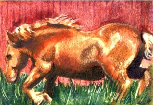 Artist Deborah Paige Jackson. 'Work Horse' Artwork Image, Created in 2000, Original Drawing Pencil. #art #artist