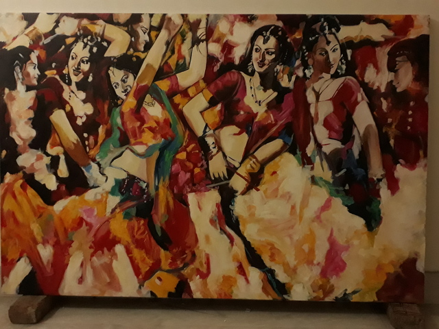 Artist Parijat Dey. 'Dancing Girls' Artwork Image, Created in 2018, Original Drawing Charcoal. #art #artist