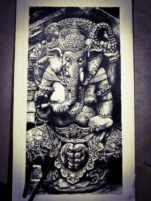 Parijat Dey: 'ganesha', 2019 Other Drawing, Spiritual. Charcoal sketch of Lord Ganesha , inspired from a sculpture. . with LOVE and success ...