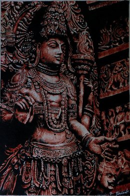 Parijat Dey: 'naay dandadhikari', 2021 Pen Drawing, Hindu. Being deep into art and spirituality,  I always carry a intense interest in ancient sculptures. The subject of my art work is aesthetically rich and speaks about Karma if being analysed with holiness. I have used graphics pen and tried my best to express the satisfactory textural effects to make ...