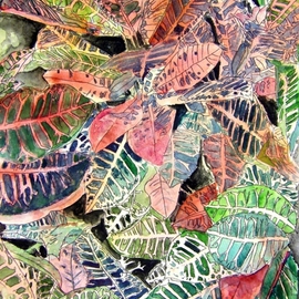 Croton Plant Tropical Art Painting, Derek Mccrea