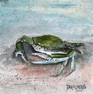 Derek Mccrea: 'blue crab', 2013 Giclee, Animals.  Blue crab beach sealife art animal wildlife watercolor painting giclee art print...