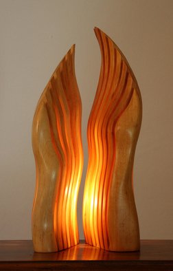 Dermot O'brien: 'Flame5', 2009 Wood Sculpture, Abstract.  Light sculpture red alder ...