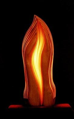 Dermot O'brien: 'Grace', 1999 Mixed Media Sculpture, Abstract. This piece is red alder containing two light sources...