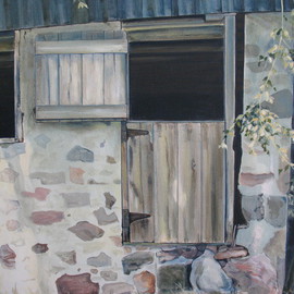 Devon Henderson: 'Barn, Broken ', 2011 Acrylic Painting, Landscape. Artist Description:  Study of nature reclaimiing it' s own elements. Stone foundations and wood timbers collapse back into the earth from whence they came, just as we too, surely shall be. ...