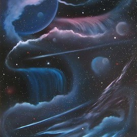 David Gazda: 'Astronomical Void 2009', 2009 Oil Painting, Astronomy. Artist Description:  18 w x 24 h  visionary  space art, original oil painting on stretched canvas. . . ready to hang with hanging clip ( provided) - painting can be shipped with Black Metal Frame ready to hang for an additional $30 - please advise @ checkout if you elect this option, otherwise painting will be ...