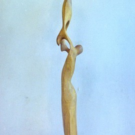 Dhyaneswar Dausoa: 'Cosmic Connection', 2007 Wood Sculpture, Abstract. Artist Description:  vertical stylised form with lines and movements rising high so as to give the impression of joining the cosmic power ...