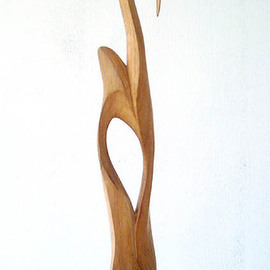 Dhyaneswar Dausoa: 'Dancing', 2007 Wood Sculpture, Abstract. Artist Description:  a vertical form in dancing movement representing vegetation ...