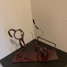 Diana Carey: 'conflicted', 2019 Steel Sculpture, Abstract. Artist Description: First in a series of three sculptures Conflicted represents the emotional upset brought on by unresolved issues. This is a steel sculpture powder coated with a translucent purple. ...