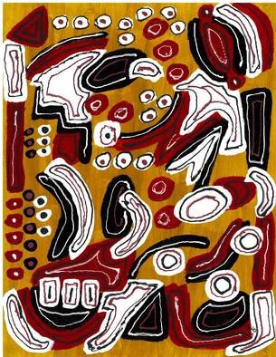Diane Oliver: 'Red Yellow Black White', 2009 Acrylic Painting, Abstract.  The yellow background brought on the black white and red.  This painting is acrylic on watercolor paper.  It is not framed, but can be.  The price would go up $25 if framed. The shipping fees are only an estimate. ...