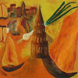 Dino Magnificent Bakic: 'A hood above the city', 2003 Oil Painting, Abstract. Artist Description: A hood above the city...