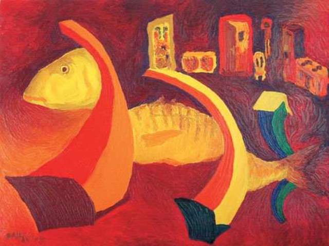 Artist Dino Magnificent Bakic. 'Fish In Old Appartmant' Artwork Image, Created in 2003, Original Watercolor. #art #artist