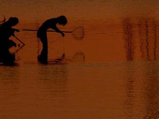 Dion Mcinnis: 'Two crabbers', 2003 Color Photograph, Undecided. Women crabbers with nets at near sunset.  Print comnes matted on window mat board. ...