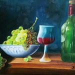 Wine Bottle and Grapes By Igor Benner