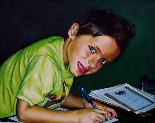 Dmitri Ivnitski  'My Grandson', created in 2015, Original Painting Acrylic.
